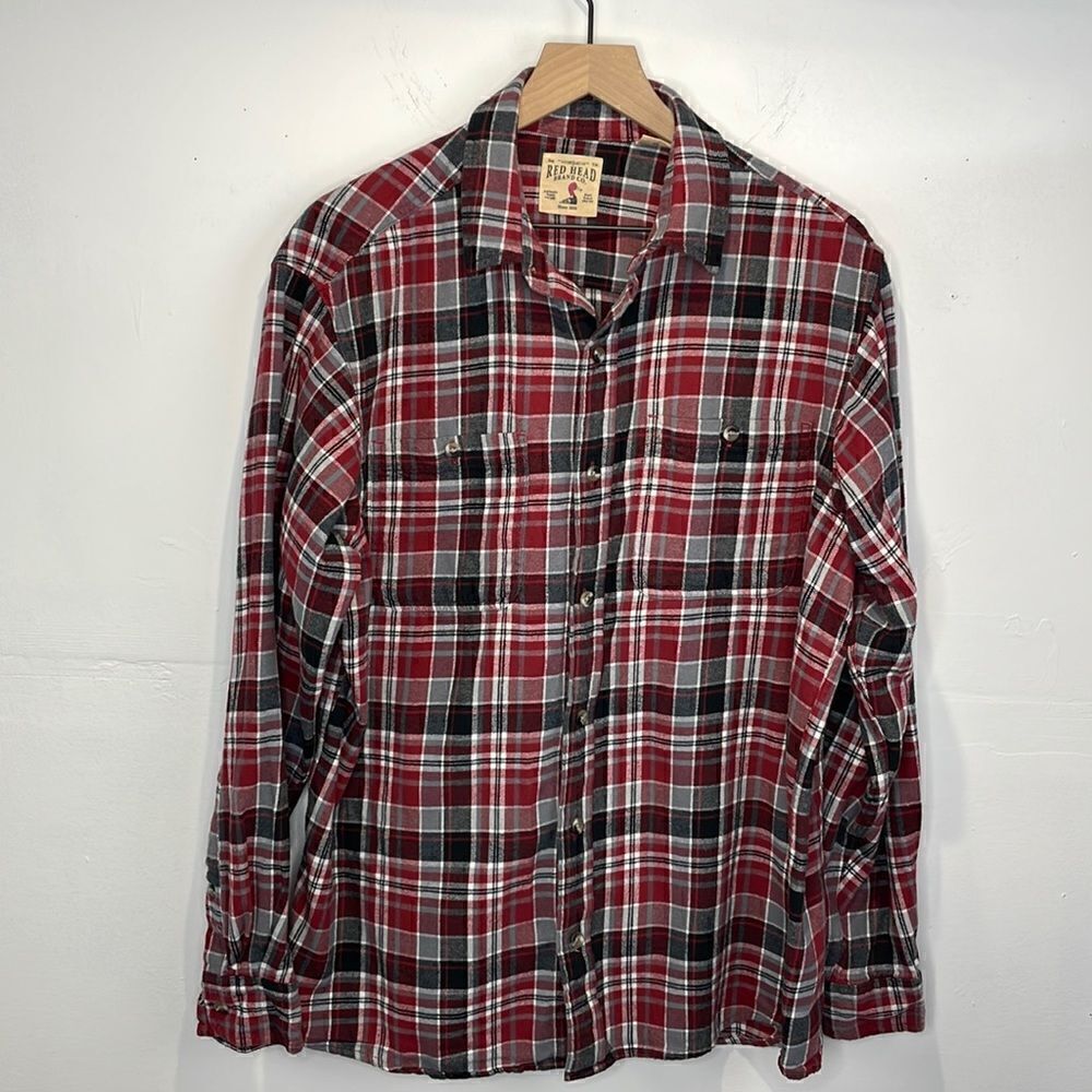 Red Head Brand Co. Men’s Plaid Red Long Sleeve Button Down Flannel Shirt Size XL